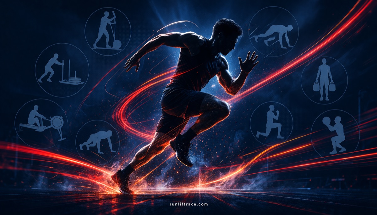 HYROXフィットネスレース - ランニングと8つのワークアウト種目